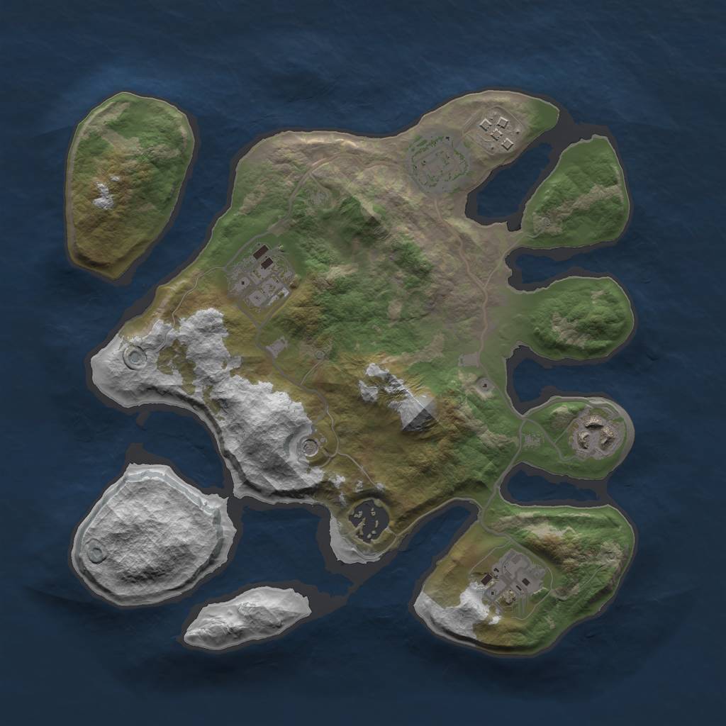 Rust Map: Barren, Size: 2800, Seed: 60, 9 Monuments