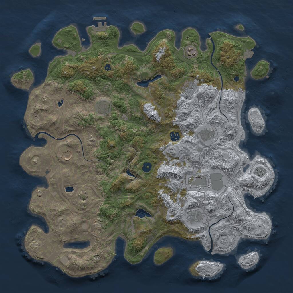 Rust Map: Procedural Map, Size: 4500, Seed: 485739, 15 Monuments