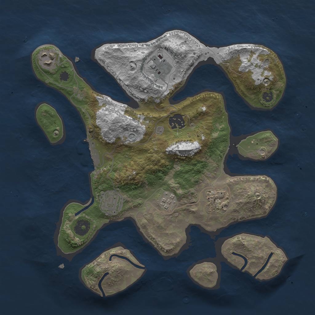 Rust Map: Procedural Map, Size: 3000, Seed: 2417415, 10 Monuments