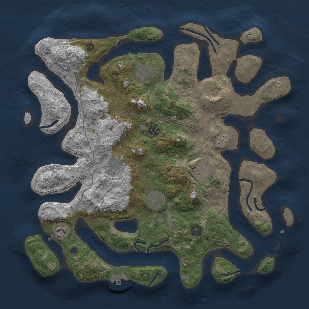 Rust Map: Procedural Map, Size: 4000, Seed: 599999, 12 Monuments