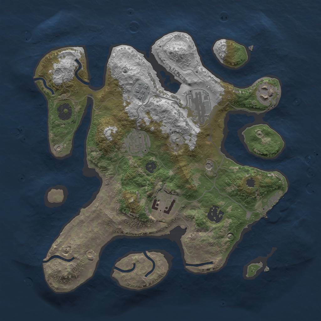 Rust Map: Procedural Map, Size: 3000, Seed: 490572670, 10 Monuments