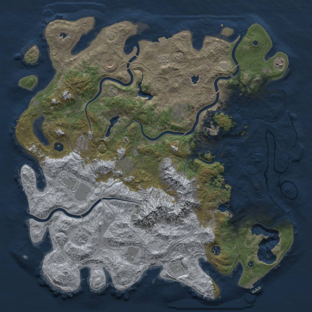 Rust Map: Procedural Map, Size: 5000, Seed: 7913, 17 Monuments