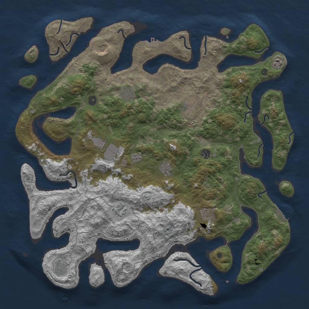 Rust Map: Procedural Map, Size: 5000, Seed: 7913, 16 Monuments