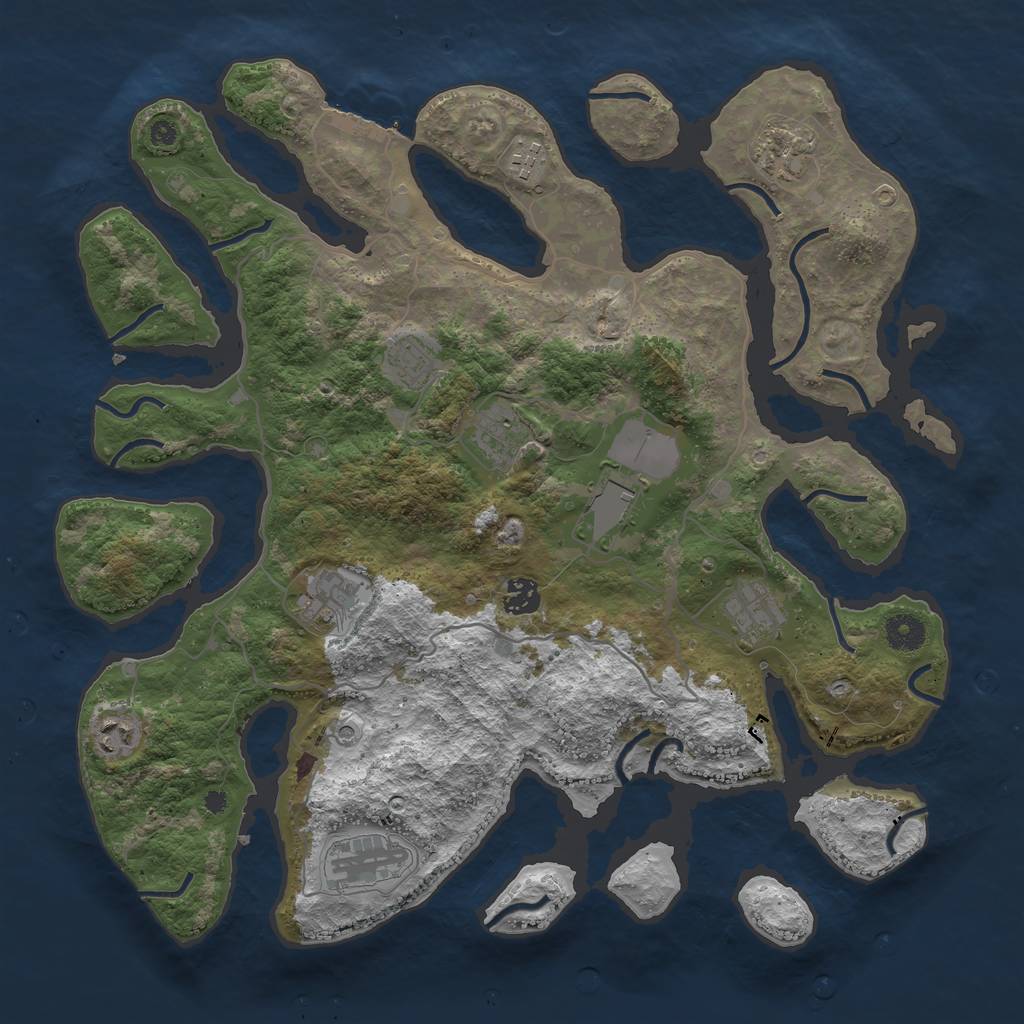 Rust Map: Procedural Map, Size: 4000, Seed: 1930708973, 14 Monuments