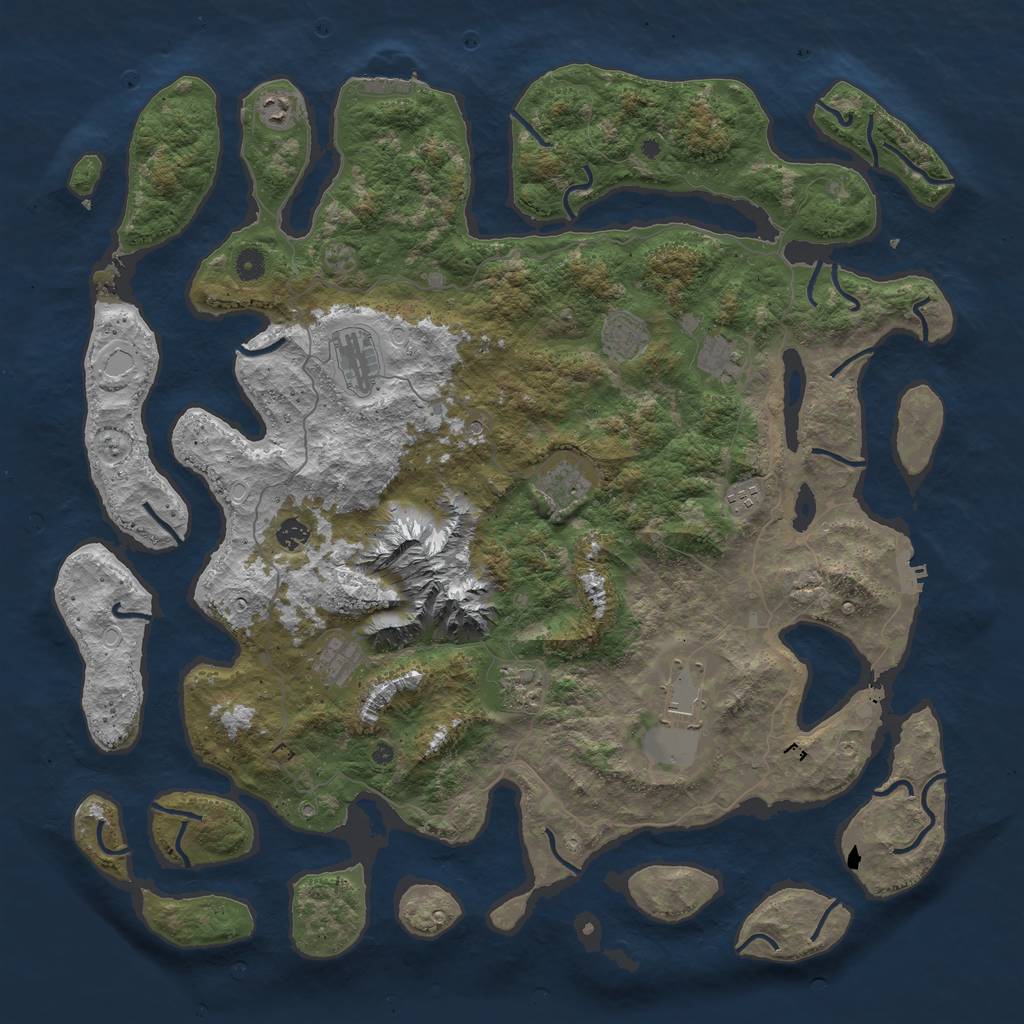 Rust Map: Procedural Map, Size: 5000, Seed: 12345087, 21 Monuments