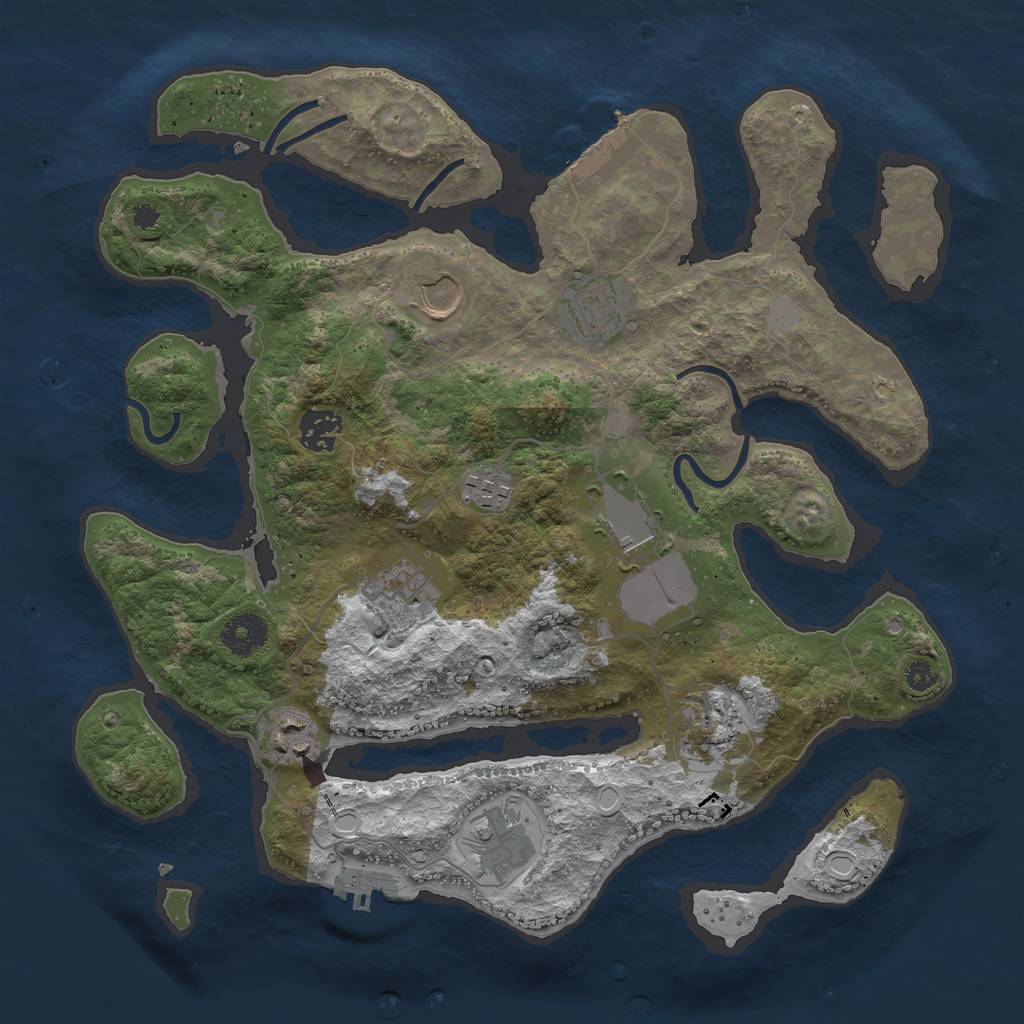 Rust Map: Procedural Map, Size: 3500, Seed: 53253, 16 Monuments