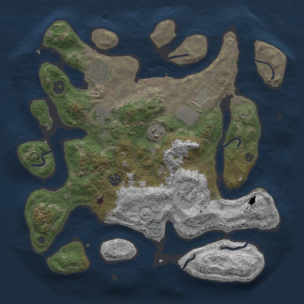 Rust Map: Procedural Map, Size: 3600, Seed: 40321, 11 Monuments