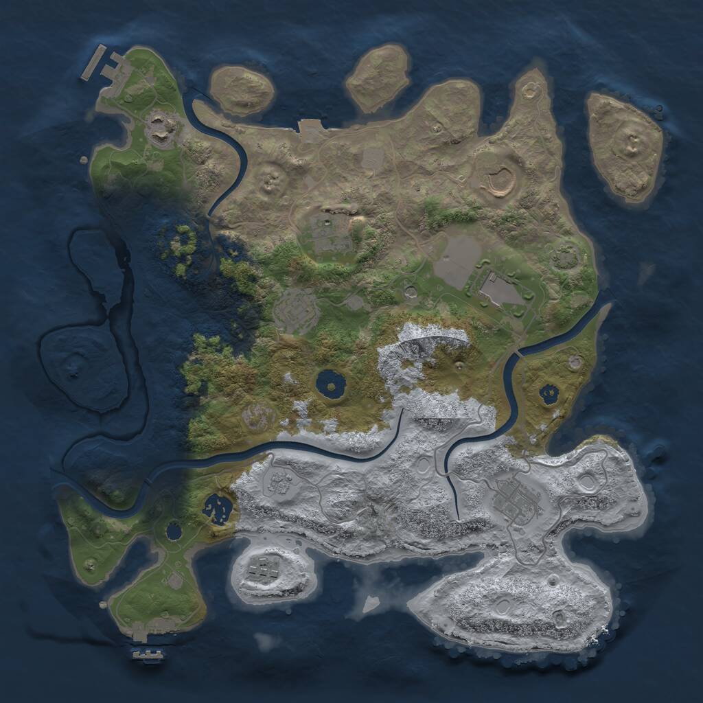 Rust Map: Procedural Map, Size: 3600, Seed: 40321, 14 Monuments