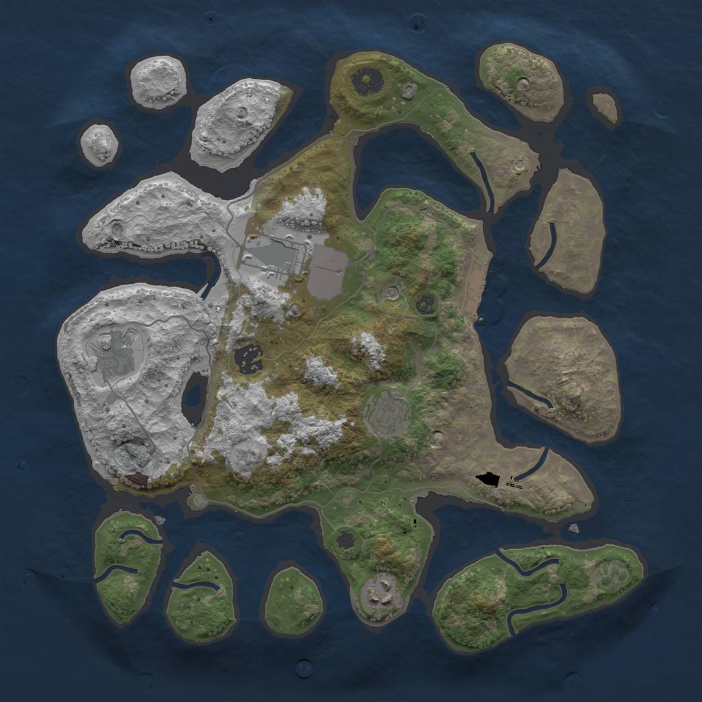 Rust Map: Procedural Map, Size: 3500, Seed: 1553, 9 Monuments