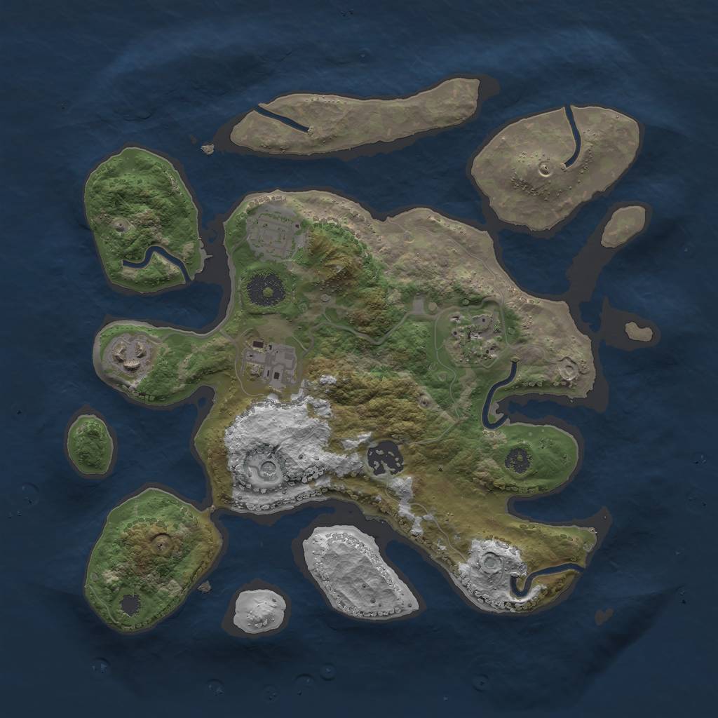 Rust Map: Procedural Map, Size: 3000, Seed: 427792697, 8 Monuments