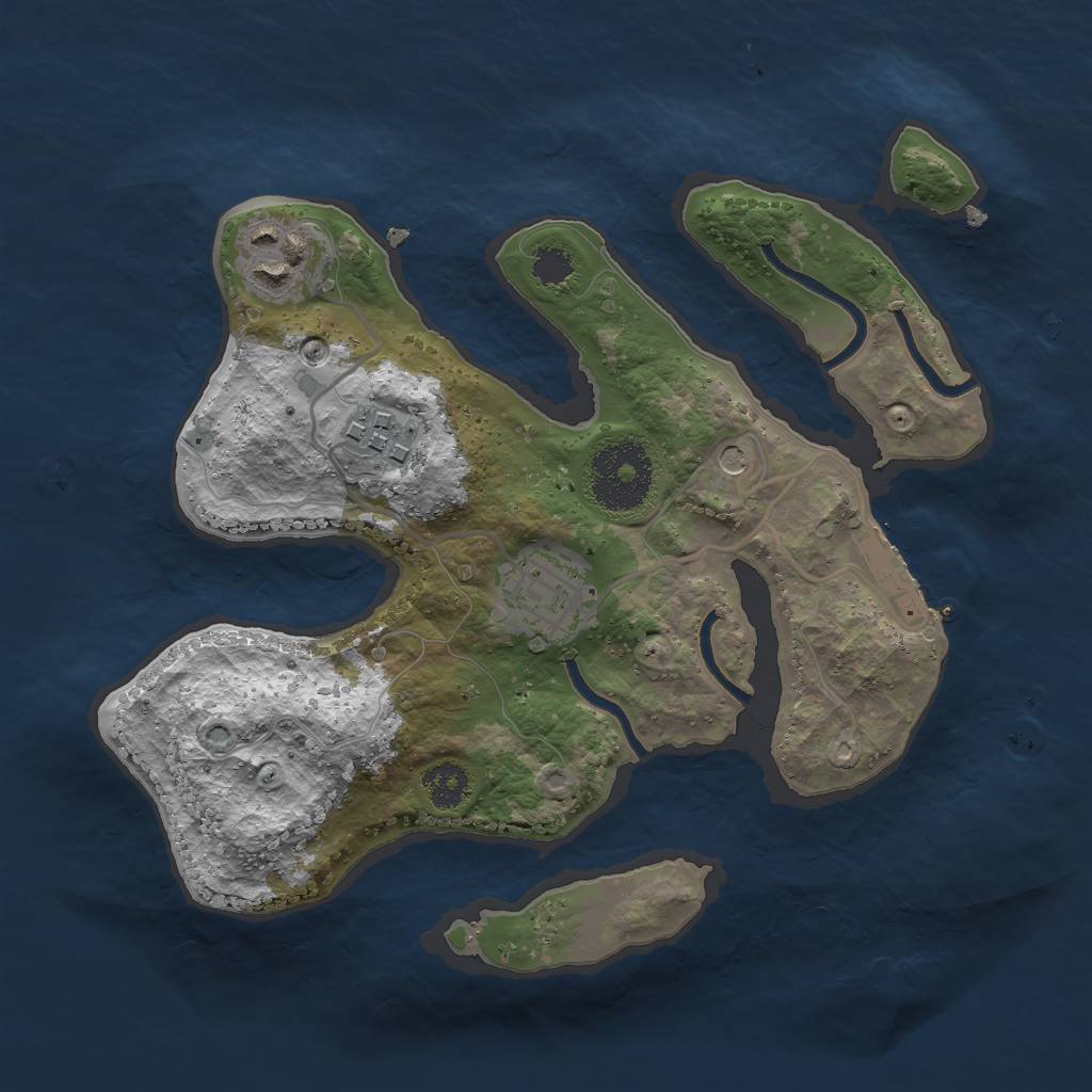 Rust Map: Procedural Map, Size: 2500, Seed: 501020, 7 Monuments