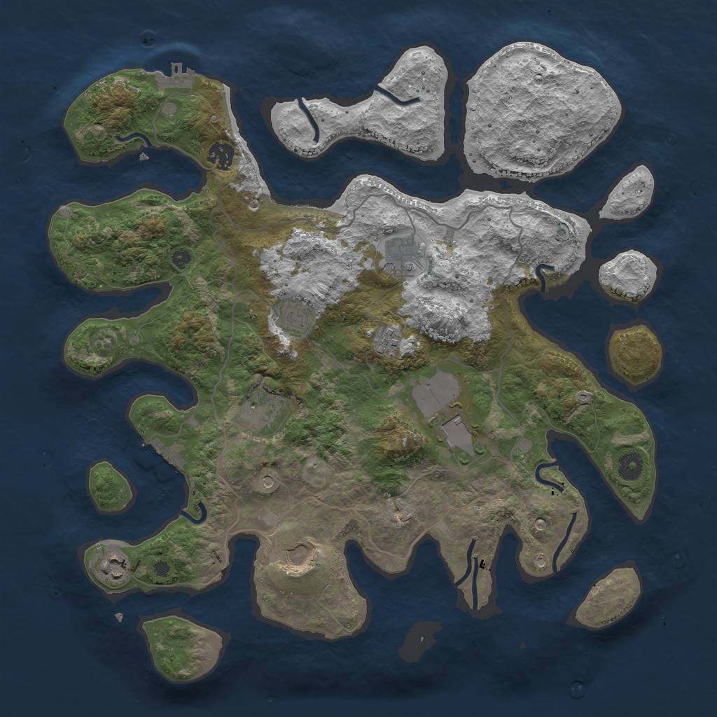 Rust Map: Procedural Map, Size: 4000, Seed: 2144479688, 13 Monuments