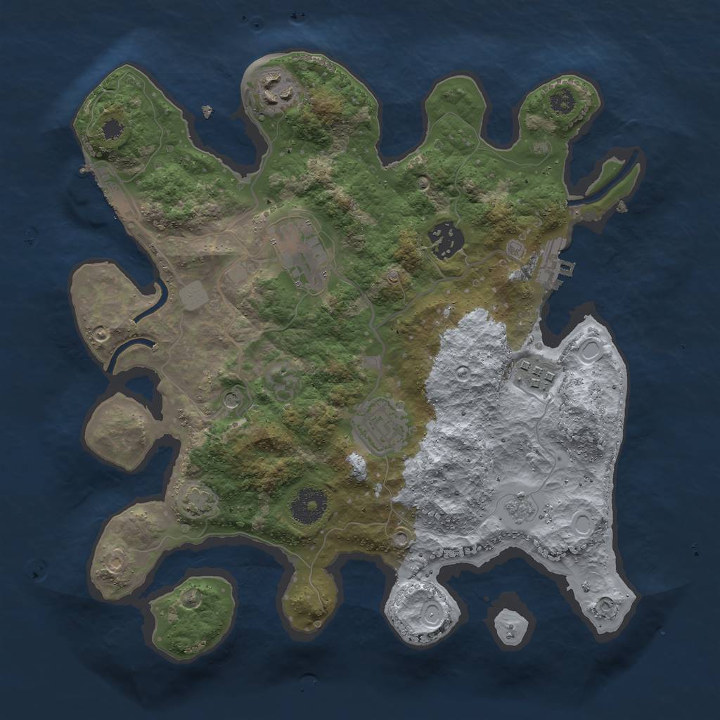 Rust Map: Procedural Map, Size: 3000, Seed: 1374882910, 13 Monuments