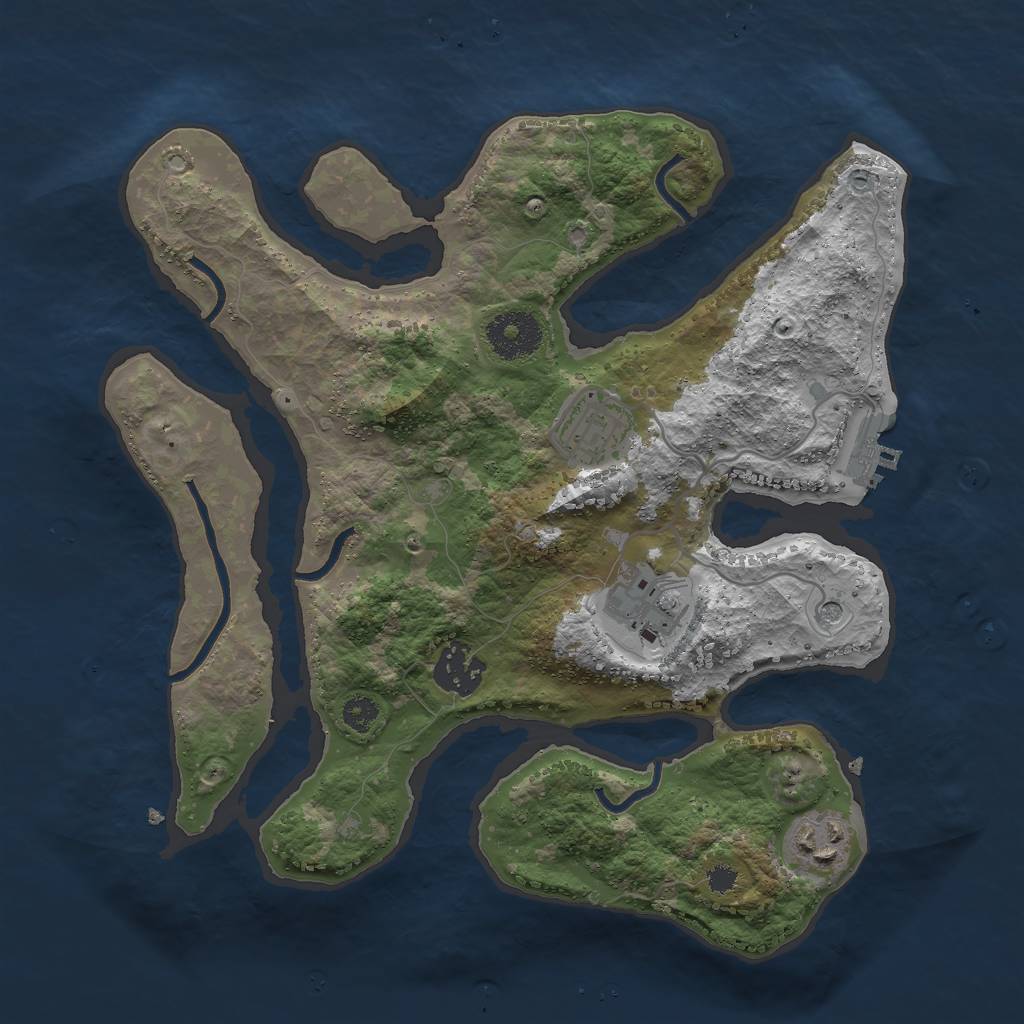 Rust Map: Procedural Map, Size: 3000, Seed: 1709413799, 8 Monuments