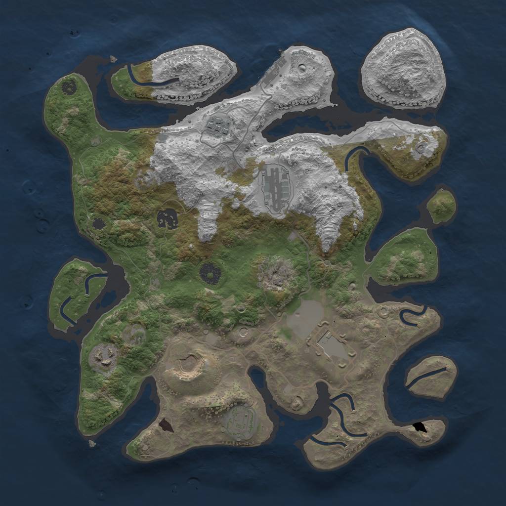 Rust Map: Procedural Map, Size: 3500, Seed: 115544, 11 Monuments