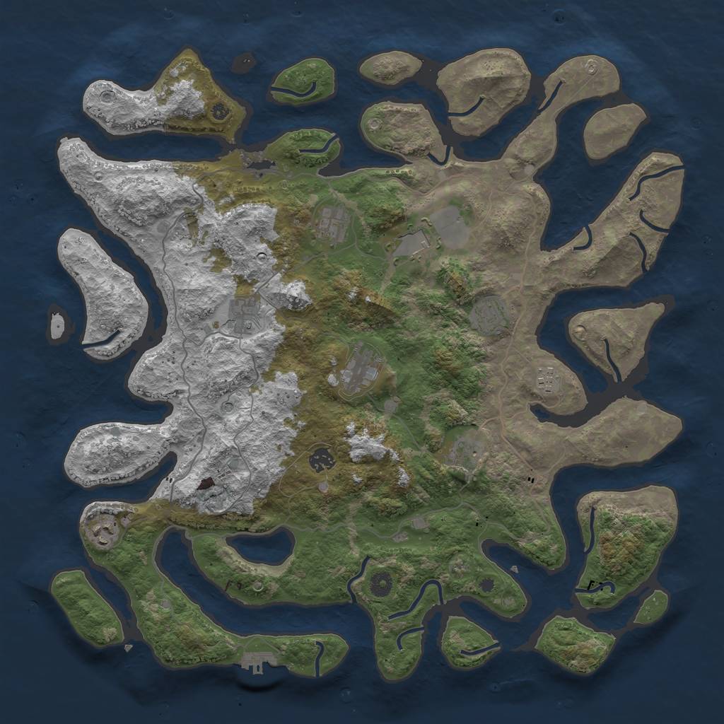 Rust Map: Procedural Map, Size: 4500, Seed: 599999, 13 Monuments