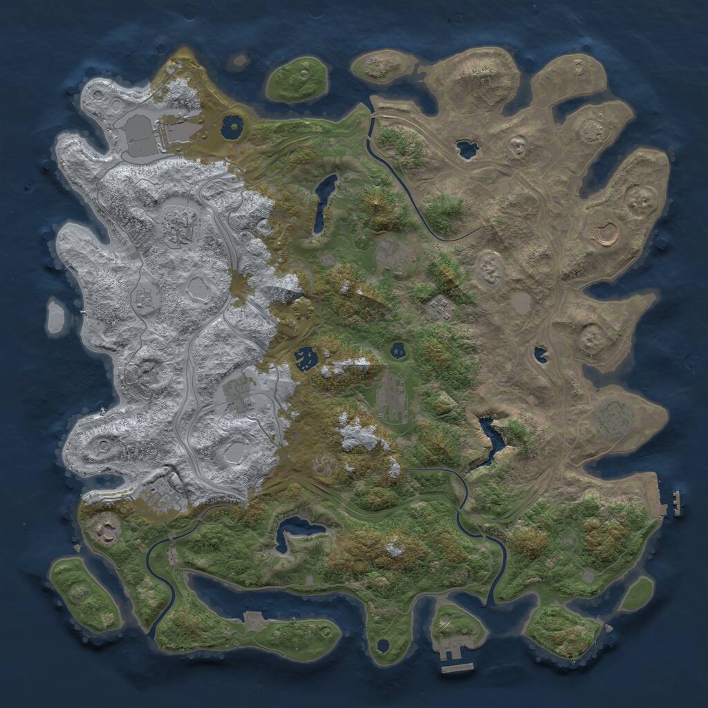 Rust Map: Procedural Map, Size: 4500, Seed: 599999, 17 Monuments