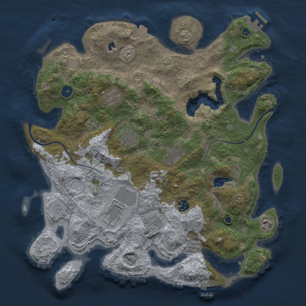 Rust Map: Procedural Map, Size: 4000, Seed: 321477, 14 Monuments