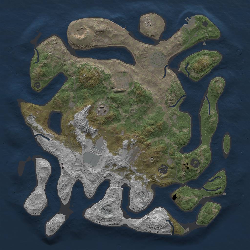 Rust Map: Procedural Map, Size: 4000, Seed: 321477, 13 Monuments