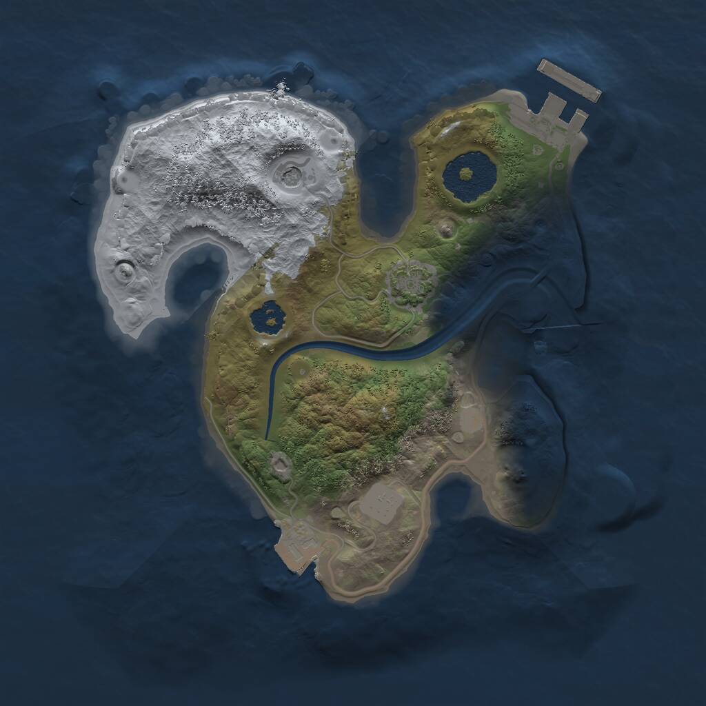 Rust Map: Procedural Map, Size: 2100, Seed: 1907054666, 4 Monuments