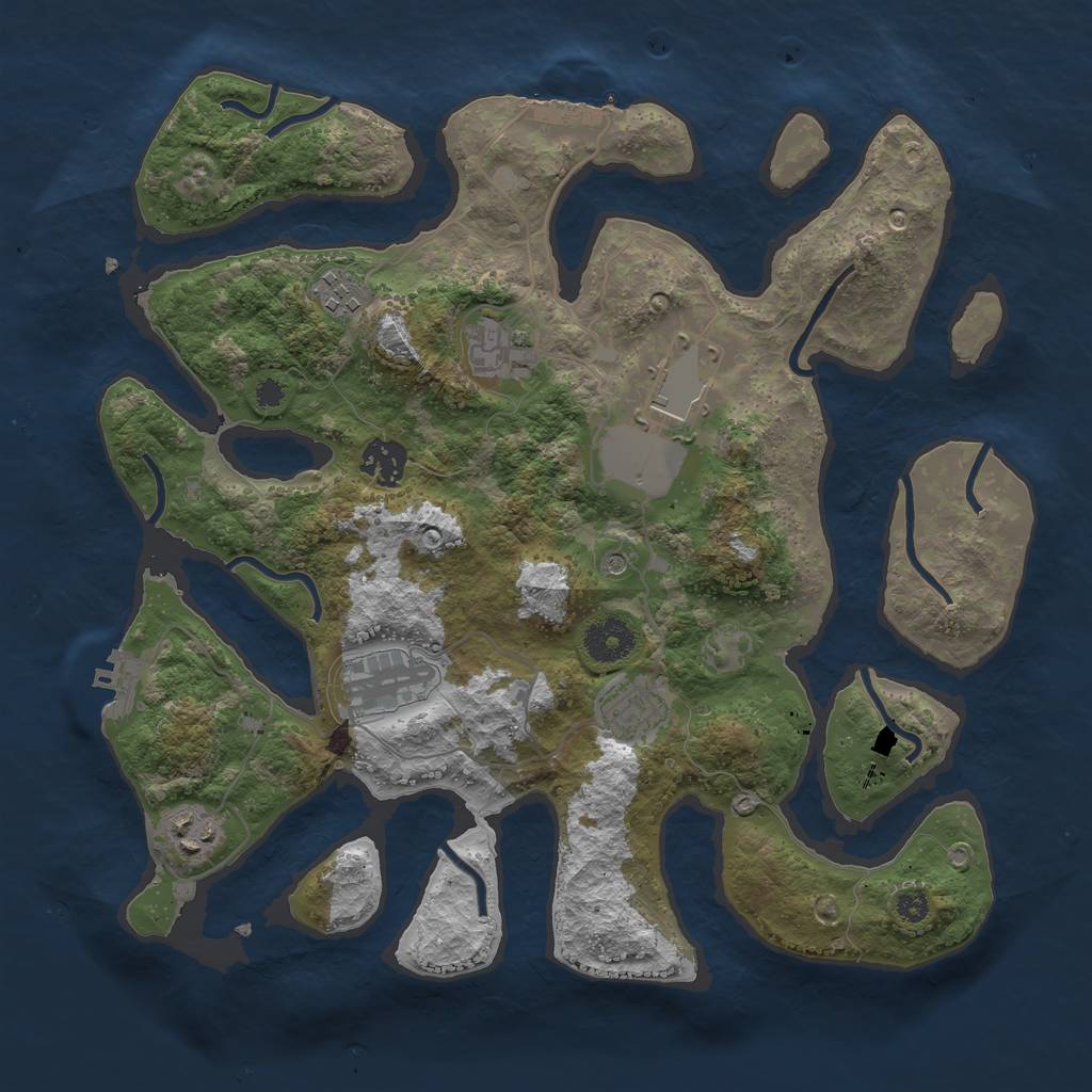 Rust Map: Procedural Map, Size: 3500, Seed: 67772373, 12 Monuments