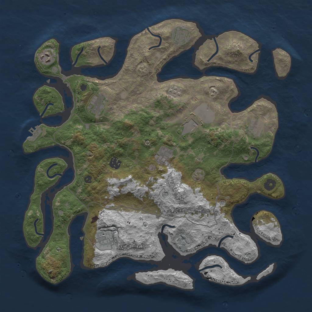 Rust Map: Procedural Map, Size: 4000, Seed: 8475623, 13 Monuments