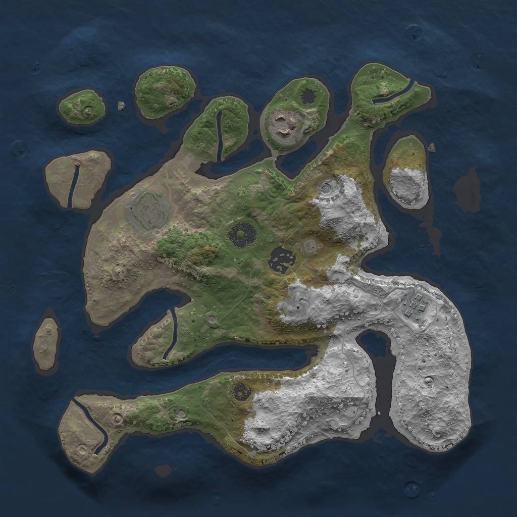 Rust Map: Procedural Map, Size: 3000, Seed: 890814935, 7 Monuments