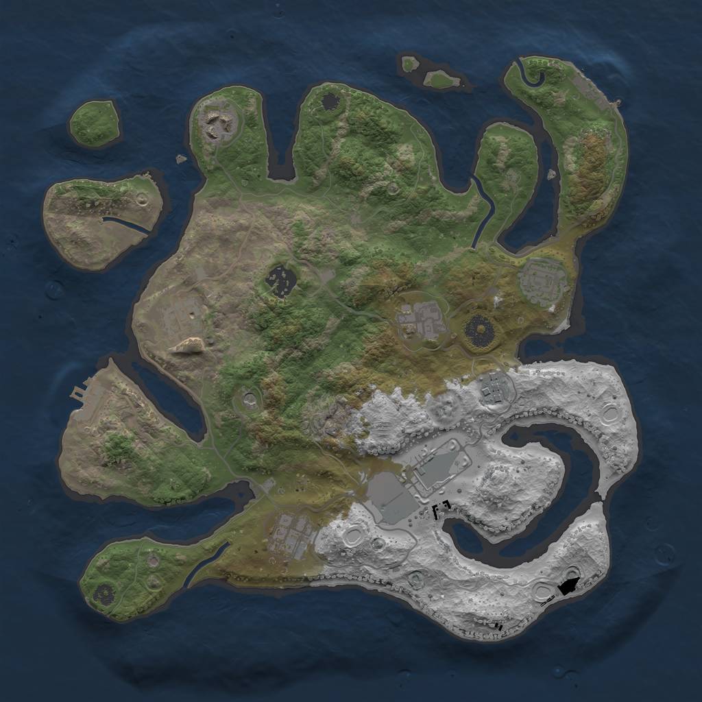 Rust Map: Procedural Map, Size: 3500, Seed: 245880, 19 Monuments