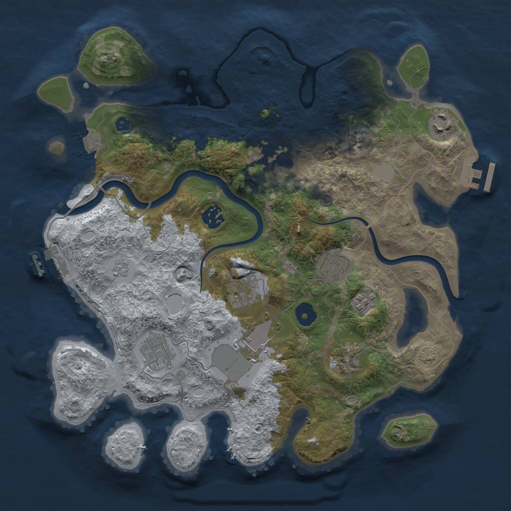 Rust Map: Procedural Map, Size: 3500, Seed: 340755958, 15 Monuments