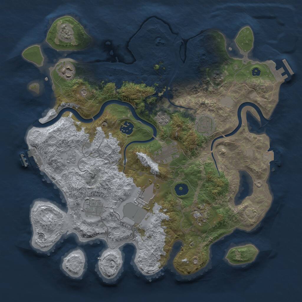 Rust Map: Procedural Map, Size: 3500, Seed: 340755958, 14 Monuments