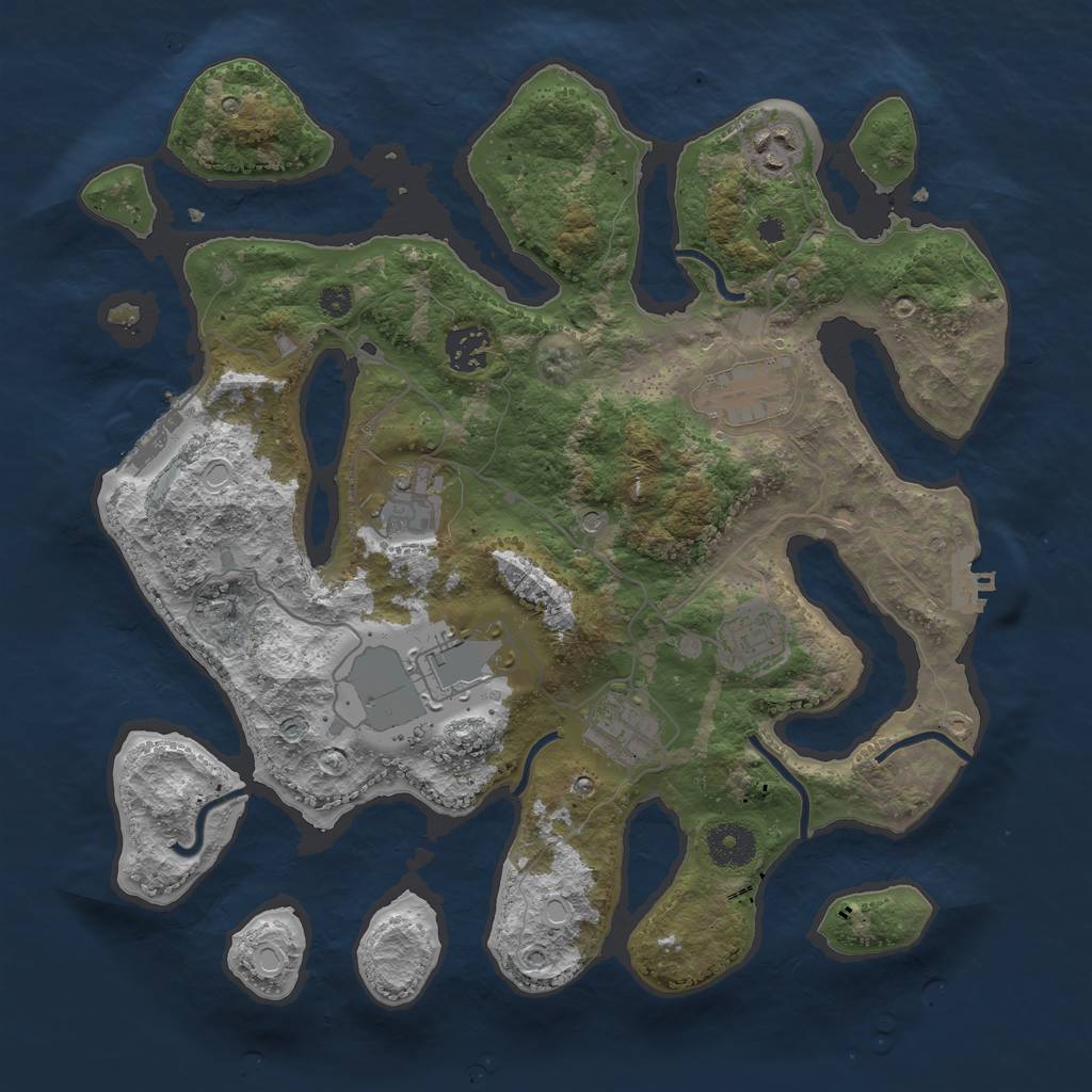 Rust Map: Procedural Map, Size: 3500, Seed: 340755958, 18 Monuments