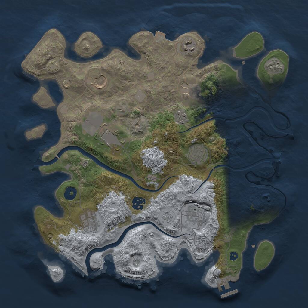Rust Map: Procedural Map, Size: 3500, Seed: 909596, 14 Monuments