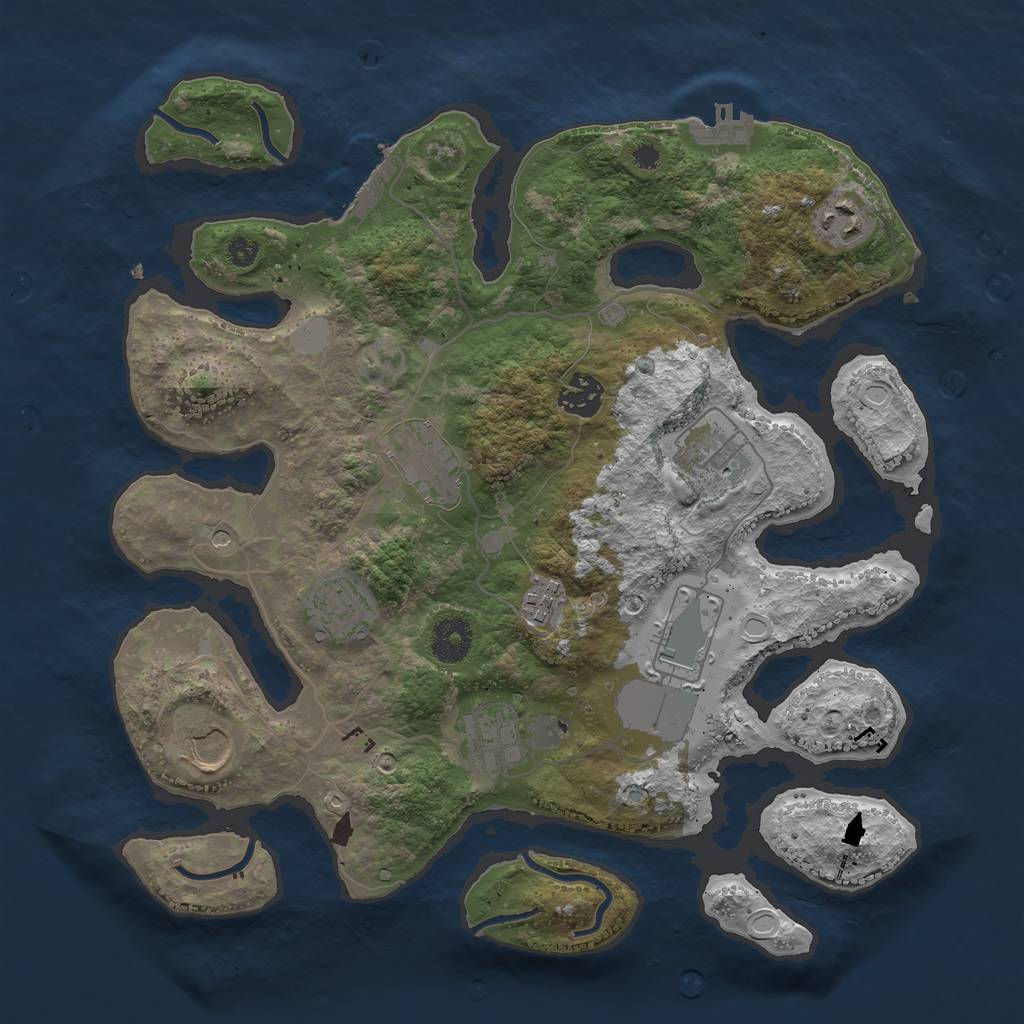 Rust Map: Procedural Map, Size: 3500, Seed: 600700800, 17 Monuments