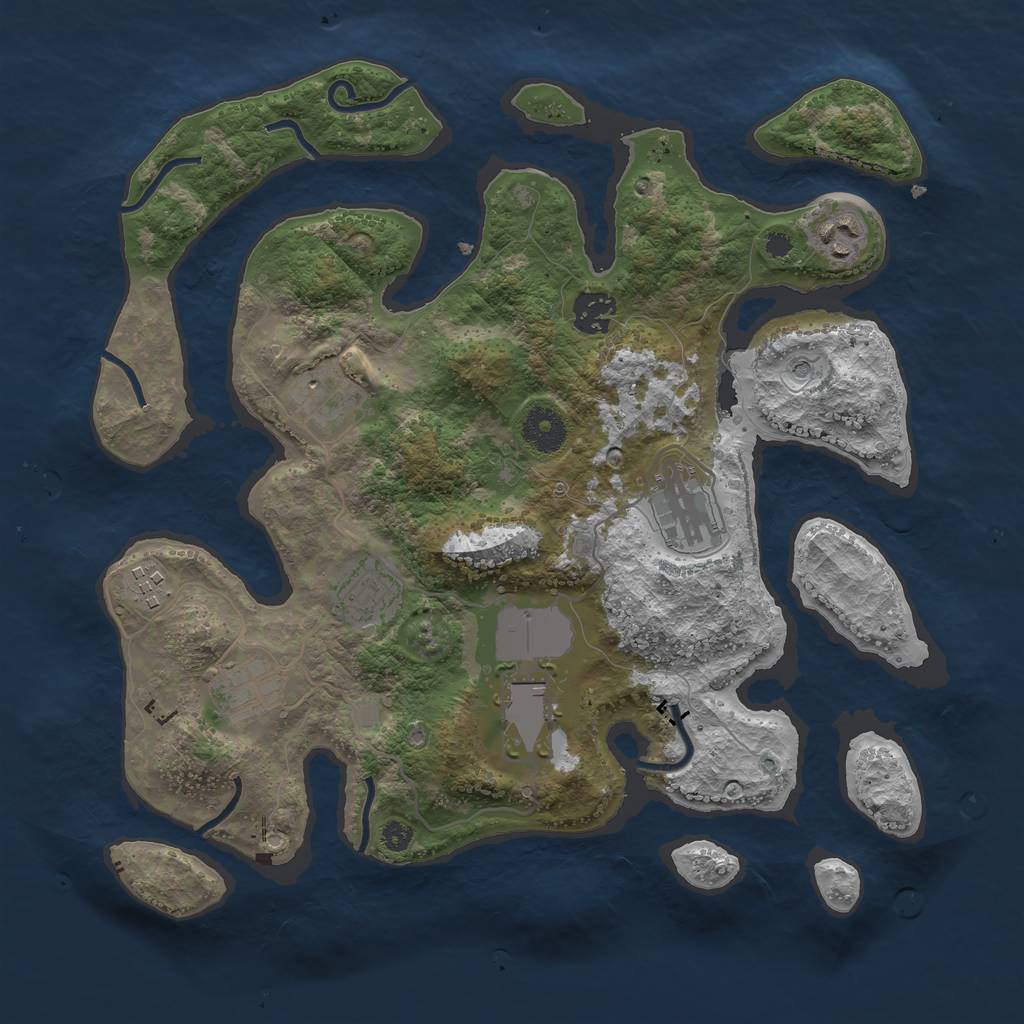 Rust Map: Procedural Map, Size: 3500, Seed: 80323232, 11 Monuments