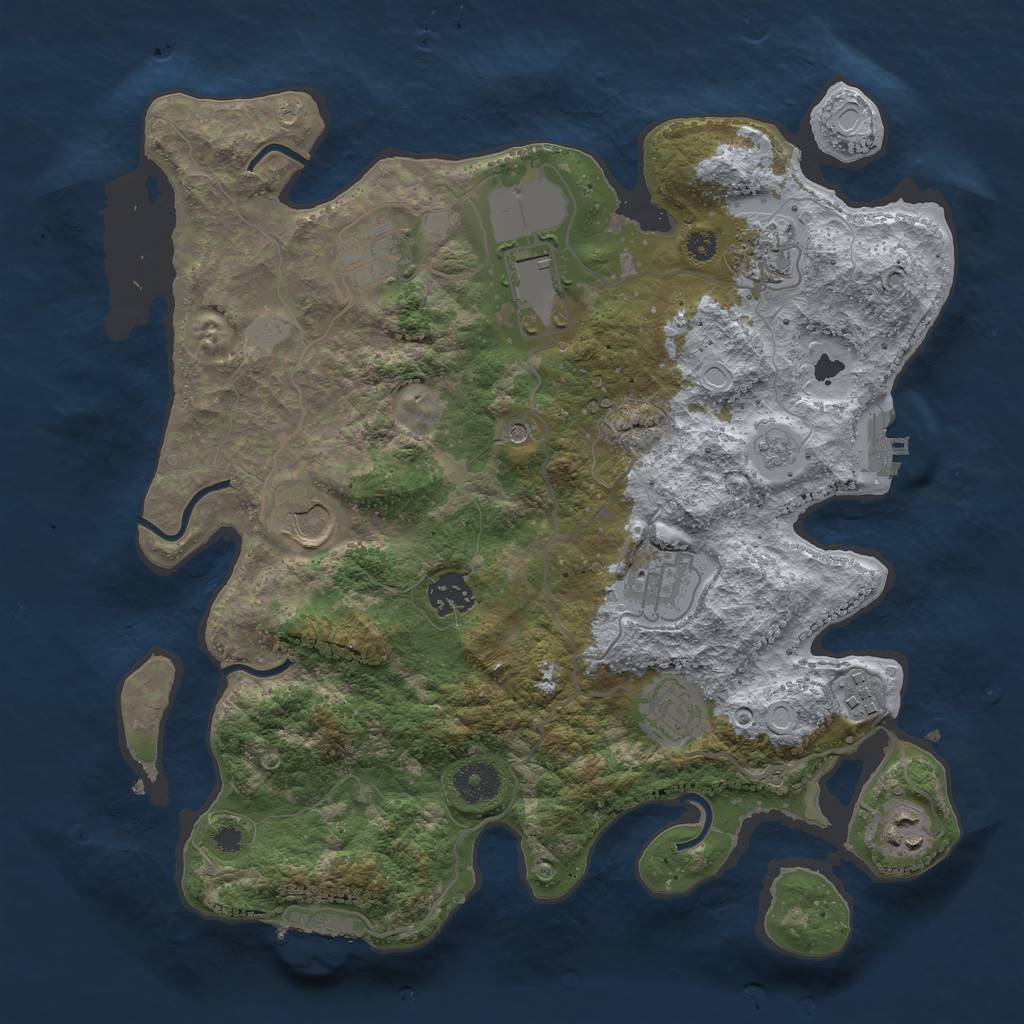 Rust Map: Procedural Map, Size: 3500, Seed: 1344262185, 16 Monuments