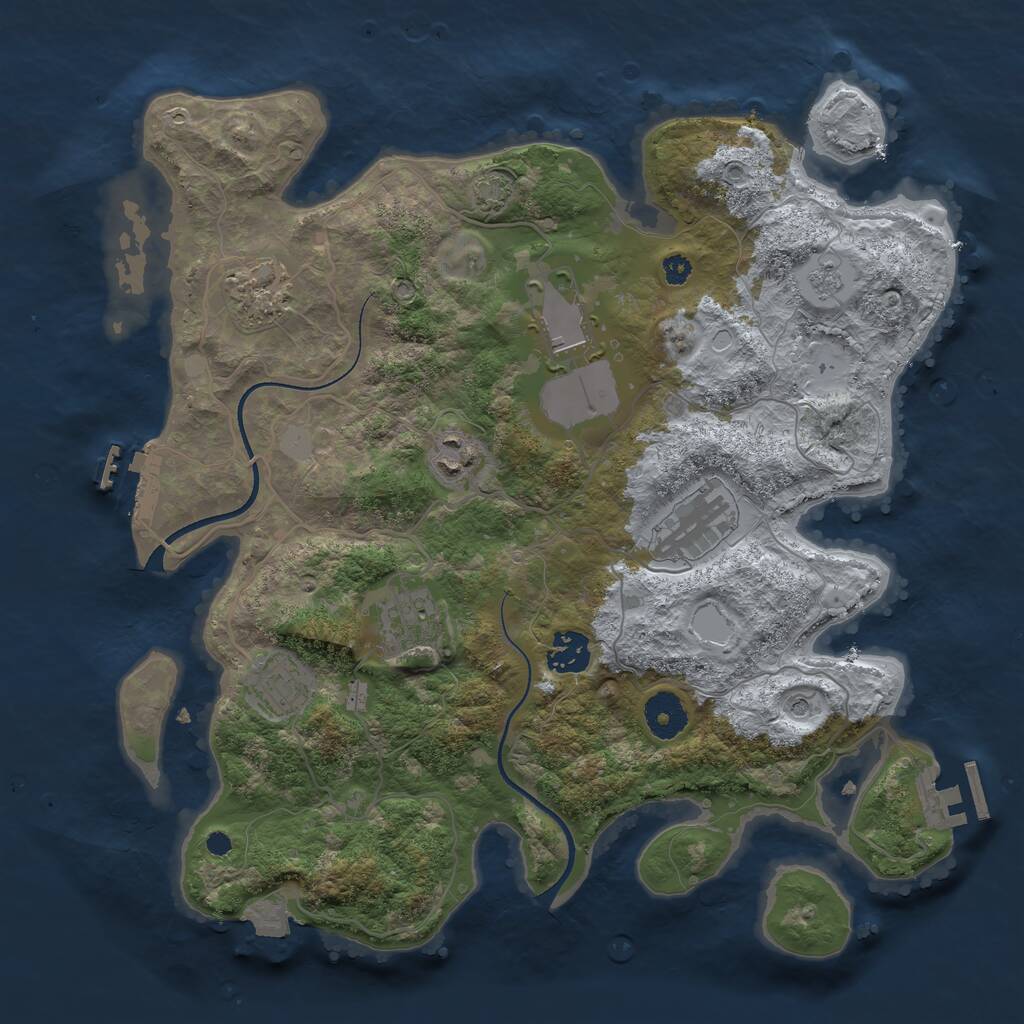 Rust Map: Procedural Map, Size: 3500, Seed: 1344262185, 13 Monuments