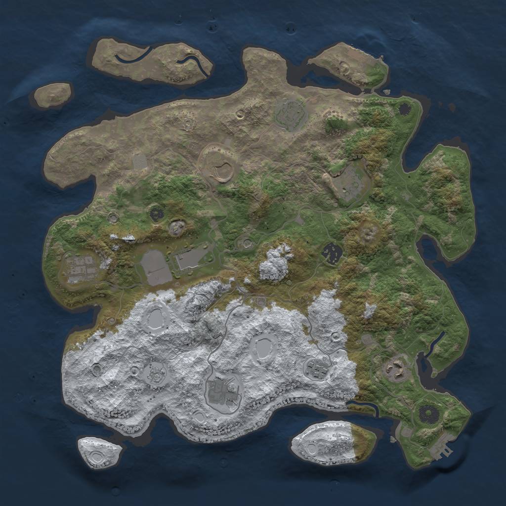 Rust Map: Procedural Map, Size: 3750, Seed: 697670, 18 Monuments