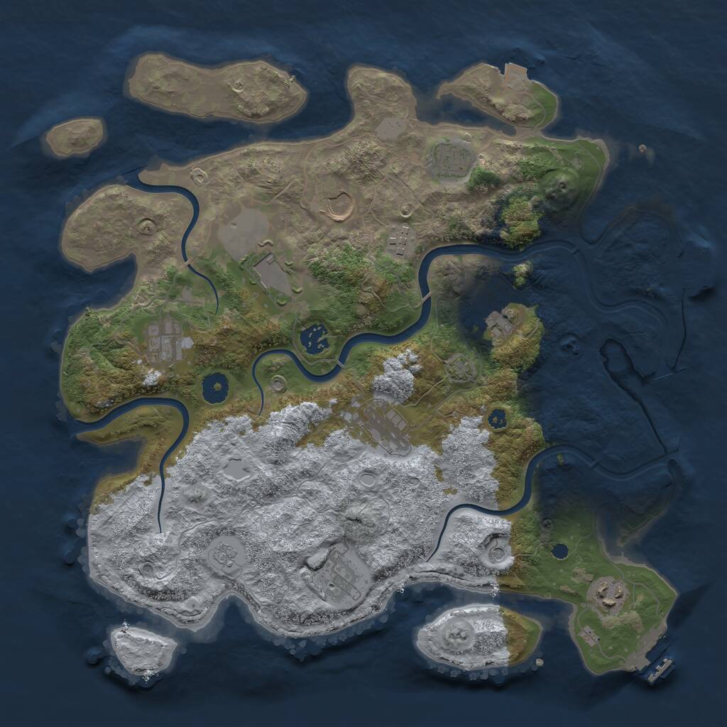 Rust Map: Procedural Map, Size: 3750, Seed: 697670, 16 Monuments
