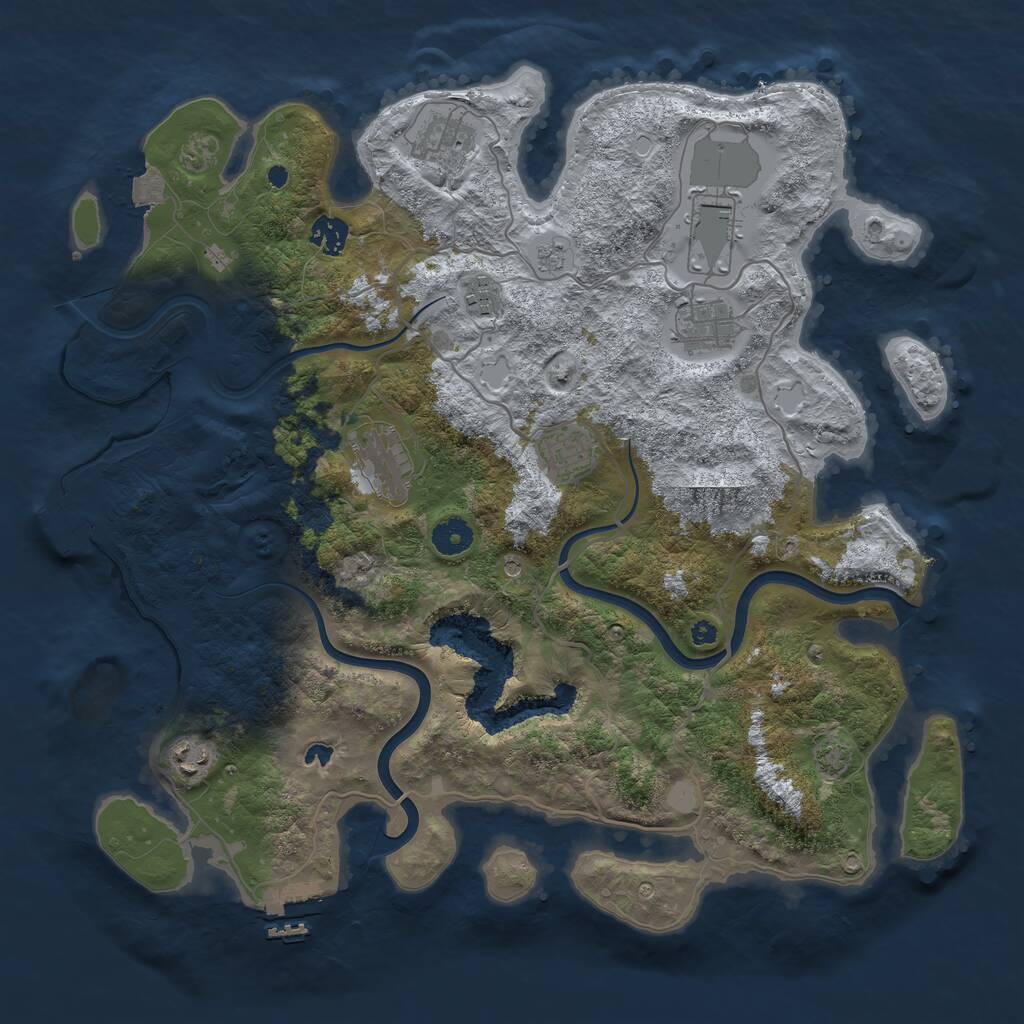 Rust Map: Procedural Map, Size: 4000, Seed: 2059432988, 14 Monuments