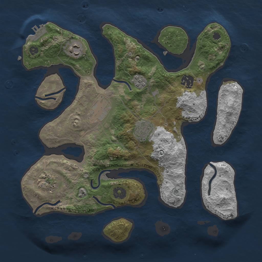Rust Map: Procedural Map, Size: 3000, Seed: 164847341, 9 Monuments