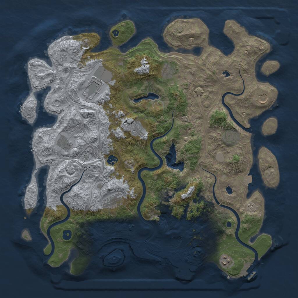 Rust Map: Procedural Map, Size: 4500, Seed: 64447, 16 Monuments