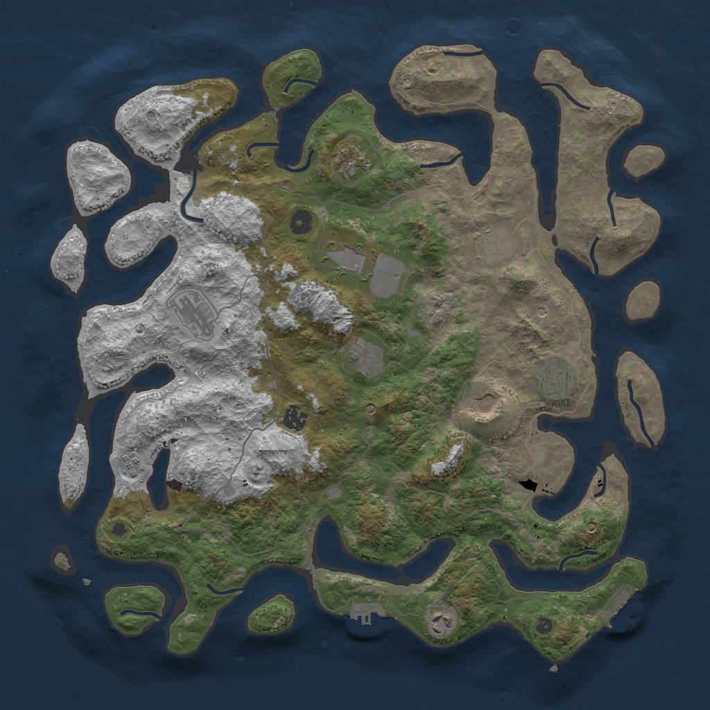 Rust Map: Procedural Map, Size: 4500, Seed: 64447, 15 Monuments