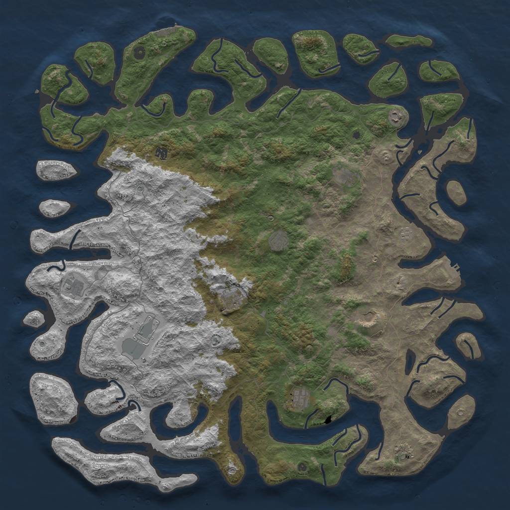 Rust Map: Procedural Map, Size: 6000, Seed: 23348415, 16 Monuments