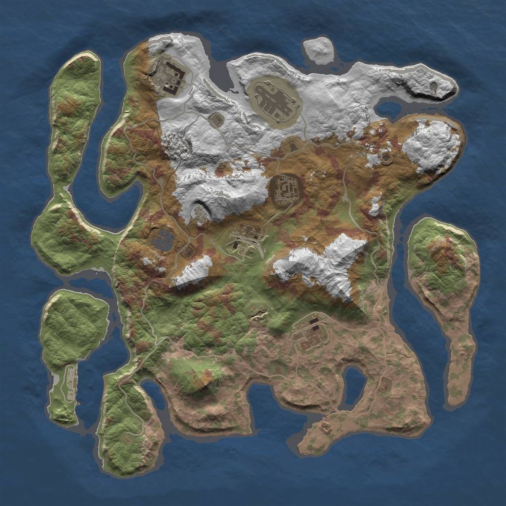 Rust Map: Barren, Size: 3500, Seed: 6612314, 11 Monuments