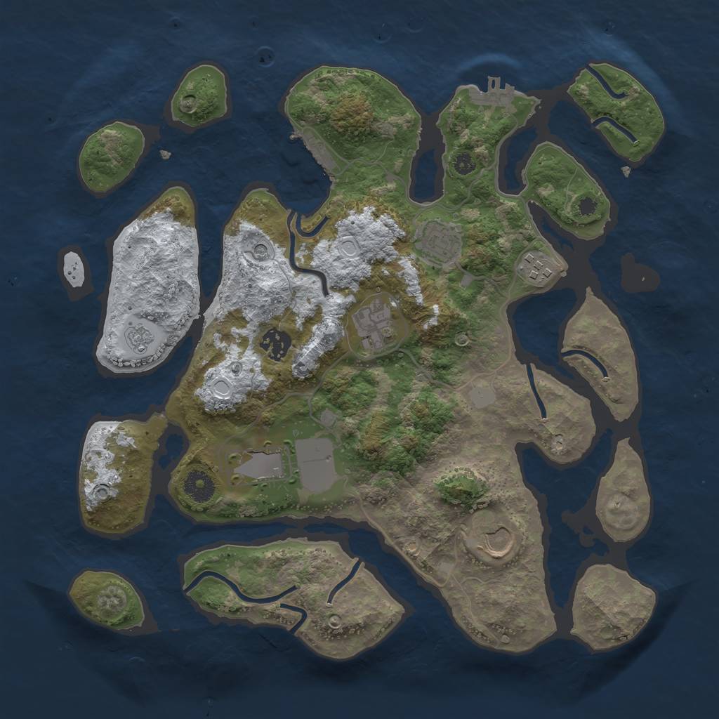 Rust Map: Procedural Map, Size: 3500, Seed: 20755, 15 Monuments