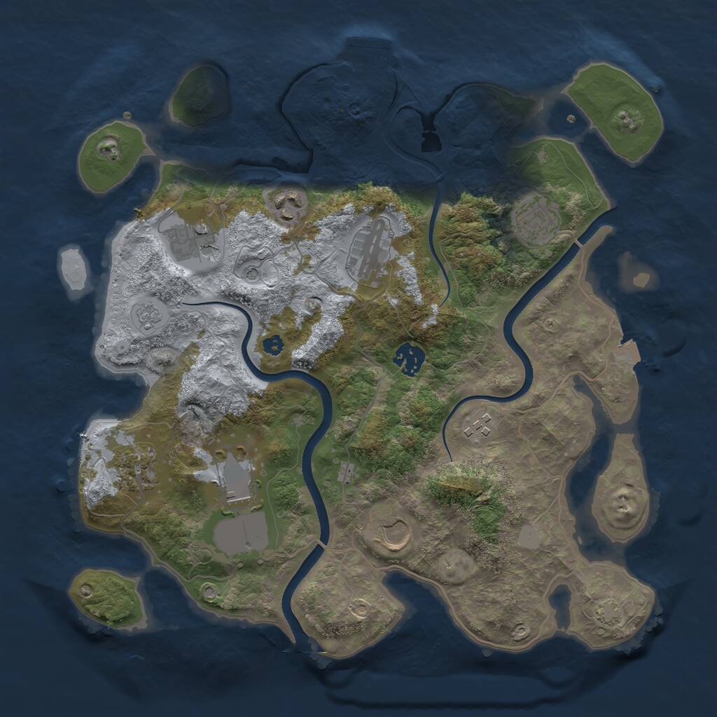Rust Map: Procedural Map, Size: 3500, Seed: 20755, 14 Monuments