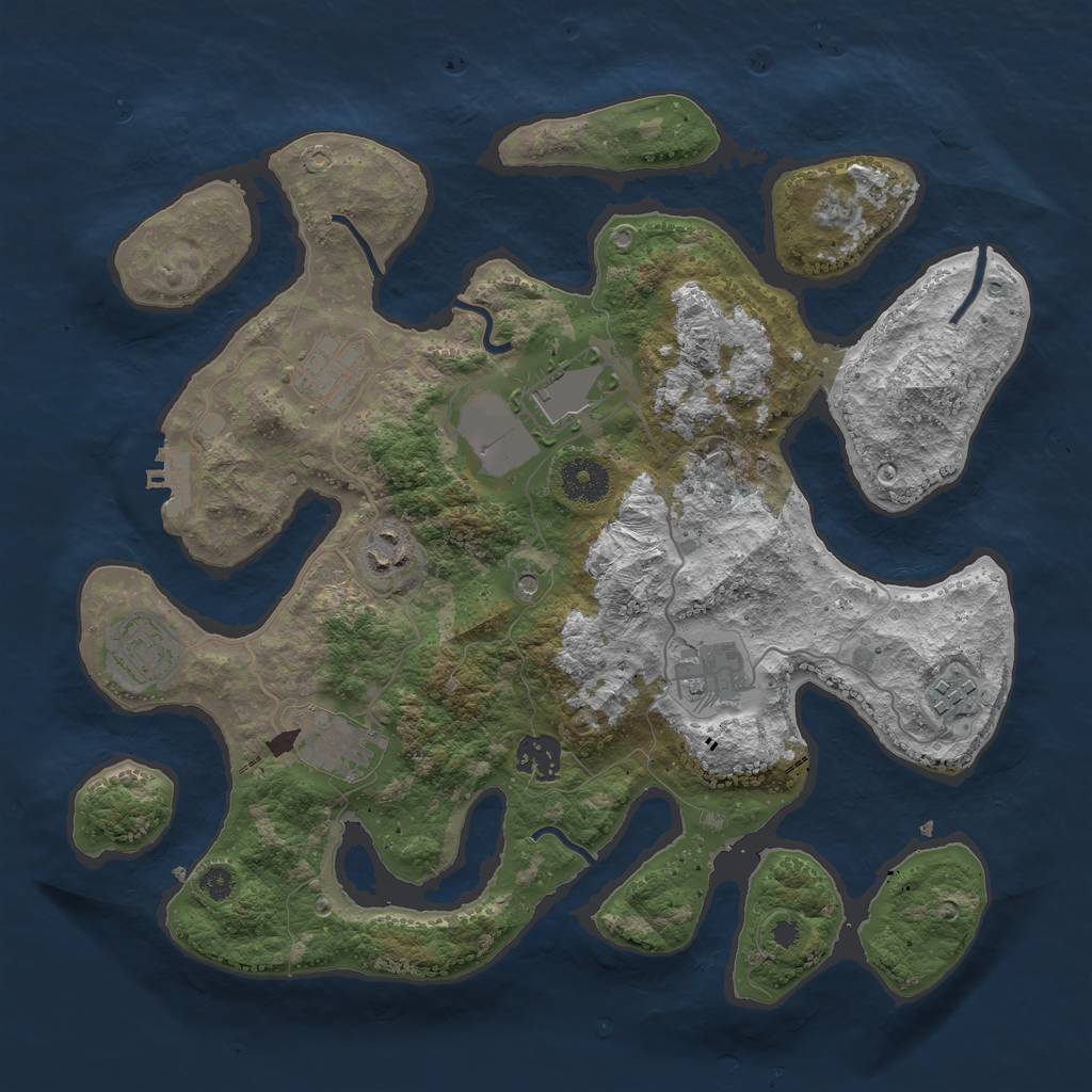 Rust Map: Procedural Map, Size: 3500, Seed: 785127, 12 Monuments