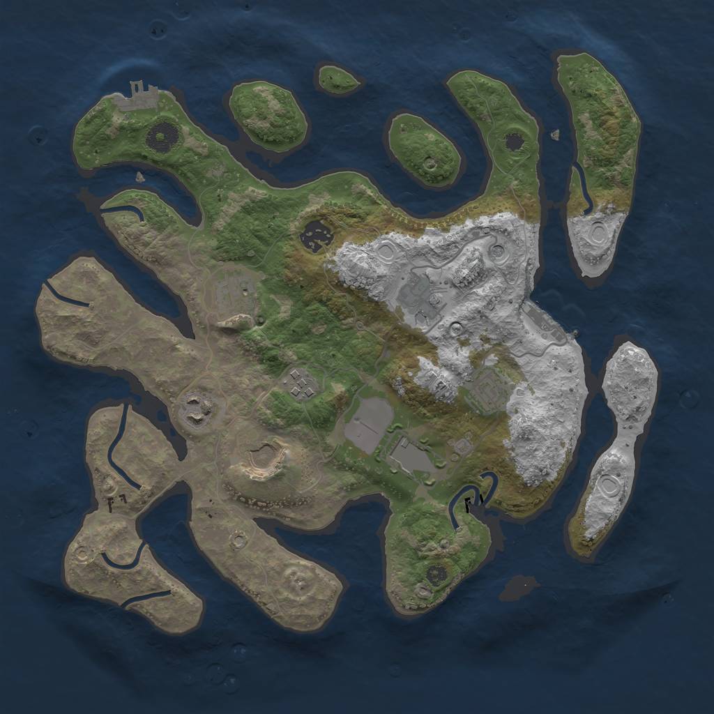 Rust Map: Procedural Map, Size: 3500, Seed: 405716, 16 Monuments