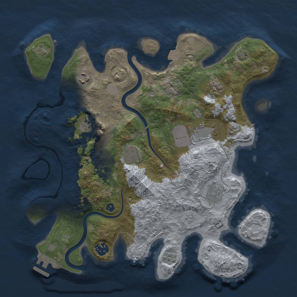 Rust Map: Procedural Map, Size: 3500, Seed: 744985, 13 Monuments