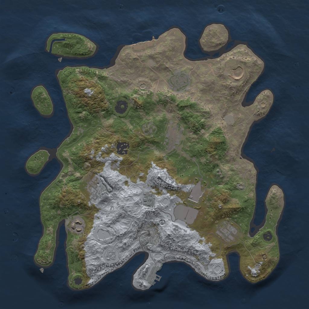 Rust Map: Procedural Map, Size: 3500, Seed: 886121, 18 Monuments